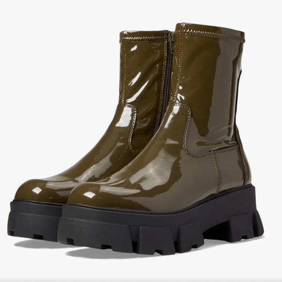 ALDO GRANDSOLE patent lug sole Platform ankle boots‎ size 10 brand new - Picture 3 of 13